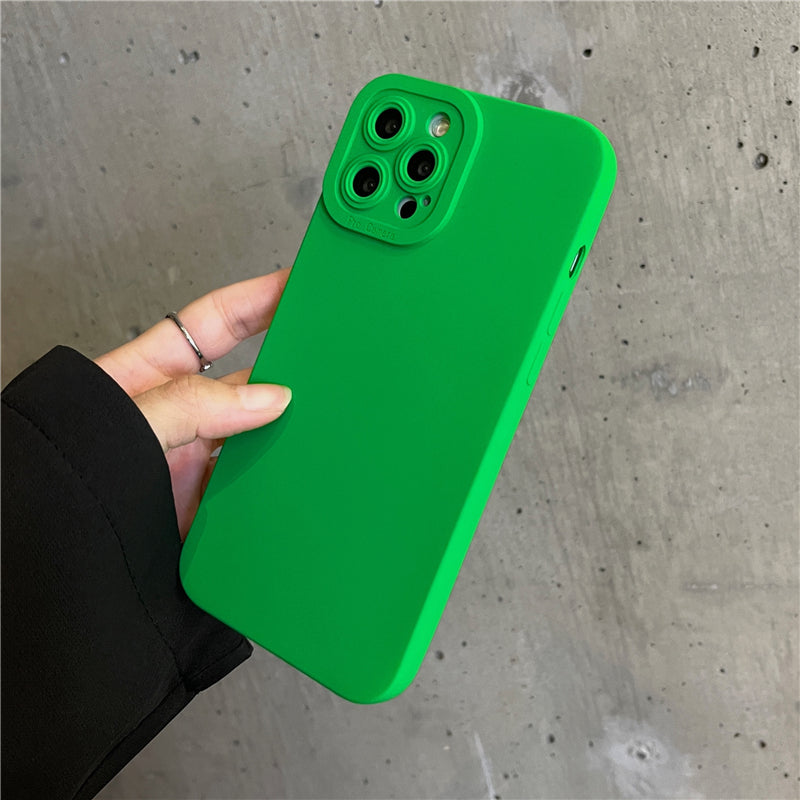 Fashion Bright Green Soft Silicone Phone Case Candy Colour Tide Matte Cover