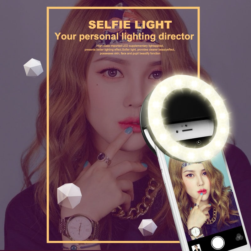 Fashion Rechargeable selfie ring light RK-14 Clip LED selfie flash light adjustable lamp selife