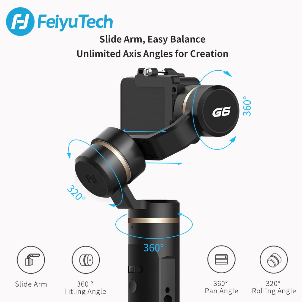 G6 Handheld Gimbal Camera Stabilizer for Gopro Hero 8 7 6 5 Sony RX0 Xiao Yi 4k Splashproof