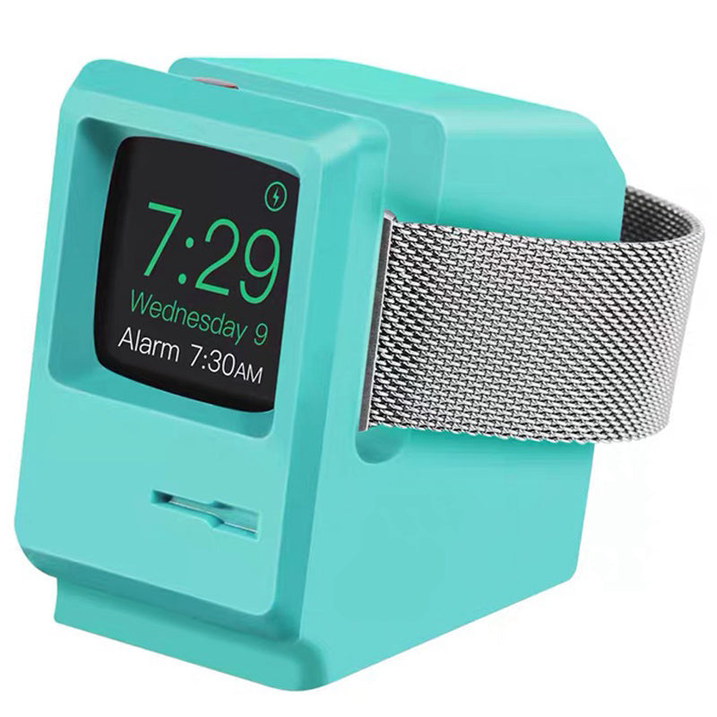 For Apple Watch 7 6 5 4 iWatch 3 2 1 Silicone Stand Charging Dock Holder Retro Computer Nightstand