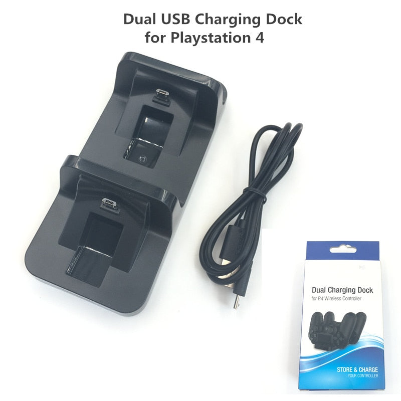 For PS4 Game Controller Dual Port USB Charging Dock Station Stand Game Handle Charger Black