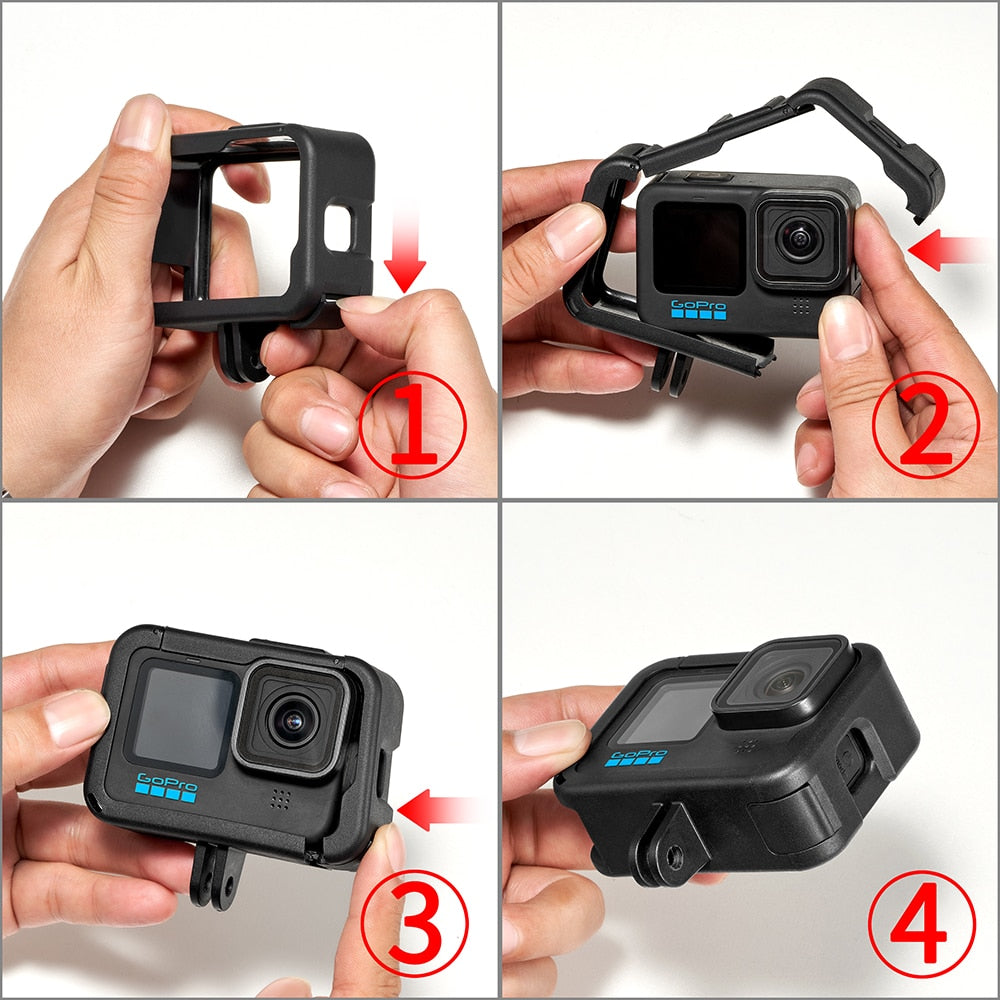 Frame Case for GoPro Hero 10 9 Black Protective Cover Housing Cage Lens Cap Cold Shoe Mount