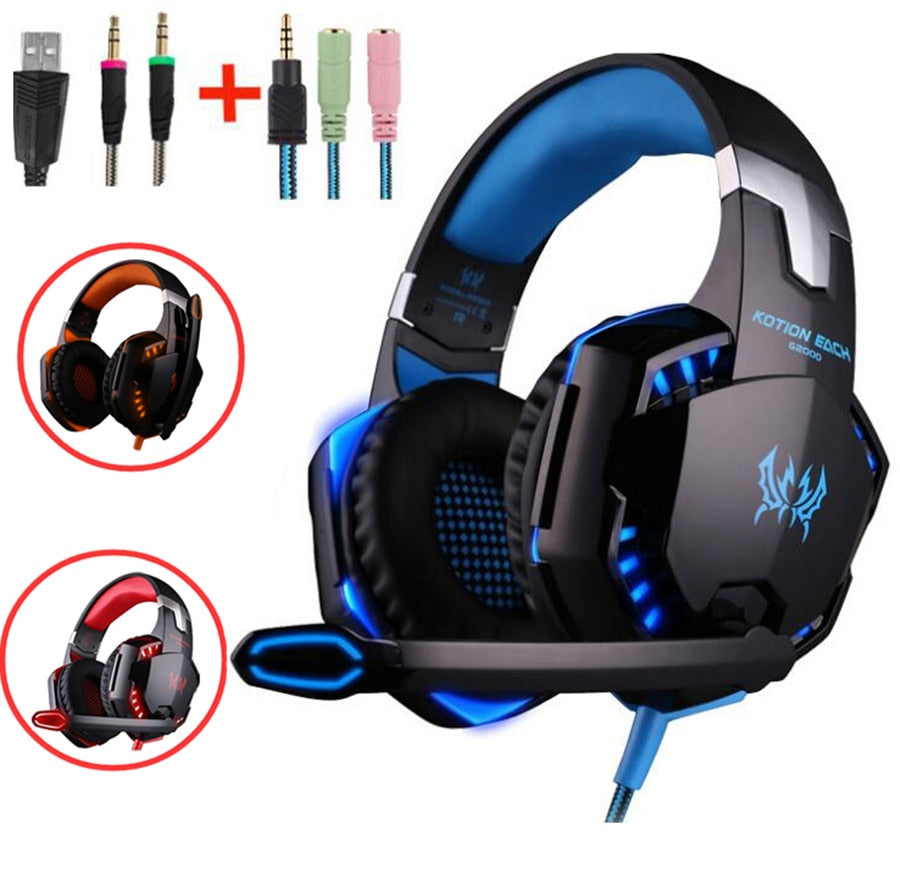 G2000 G9000 Gaming Headsets Big Headphones with Light Mic Stereo Earphones Deep Bass for PC Computer