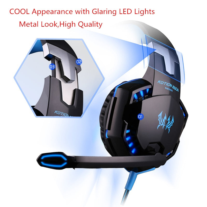 G2000 G9000 Gaming Headsets Big Headphones with Light Mic Stereo Earphones Deep Bass for PC Computer