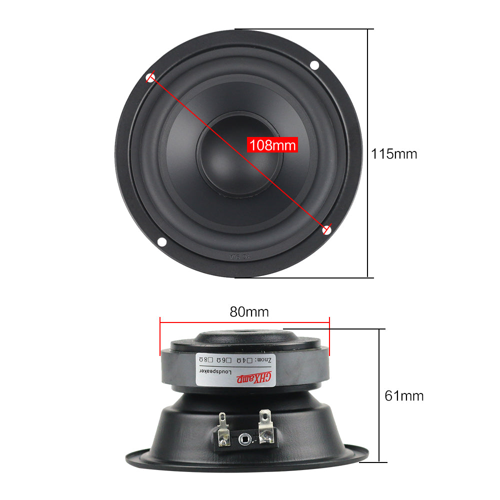 GHXAMP 4 INCH 8OHM 80W Pure Midrange Speaker Unit Alto Speaker Mediant HIFI Bookshelf MID Units