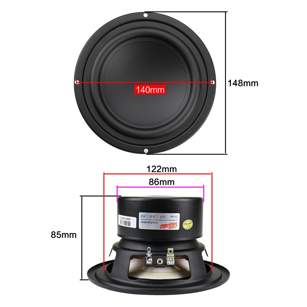 GHXAMP 5.25 inch Woofer Subwoofer Speaker 8ohm 40W Home Theater High Power Long Stroke For Bookshelf