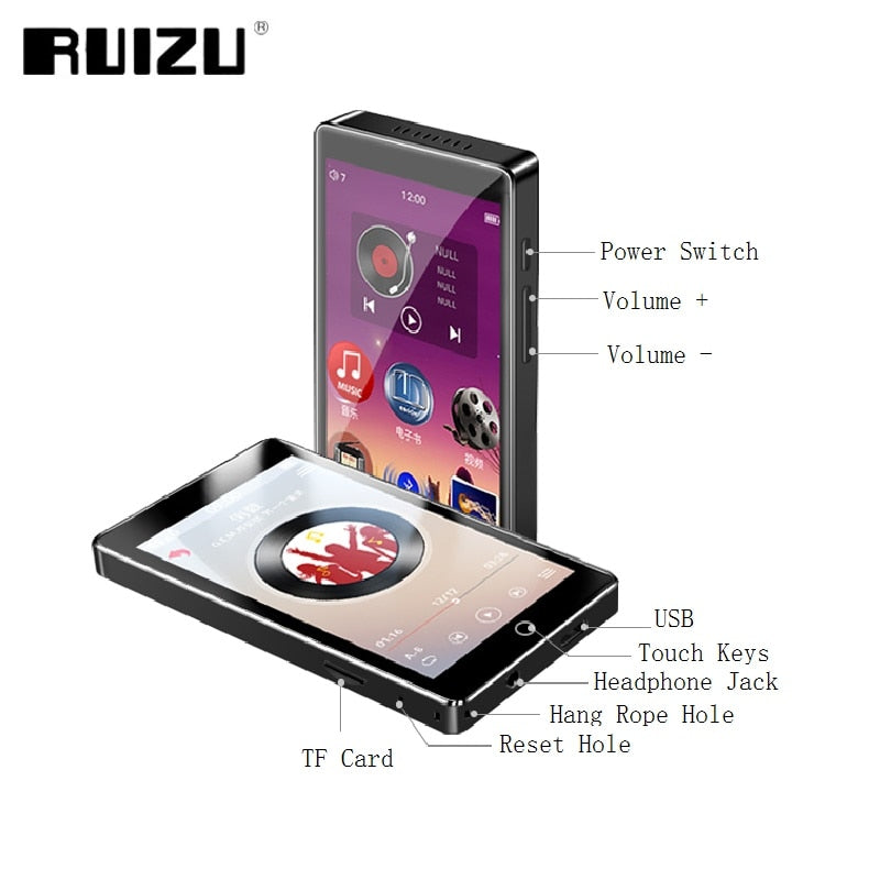 RUIZU H1 MP4 Player 4.0 inch Full Touch Screen With Bluetooth 5.0 FM Radio with Built-in Speaker