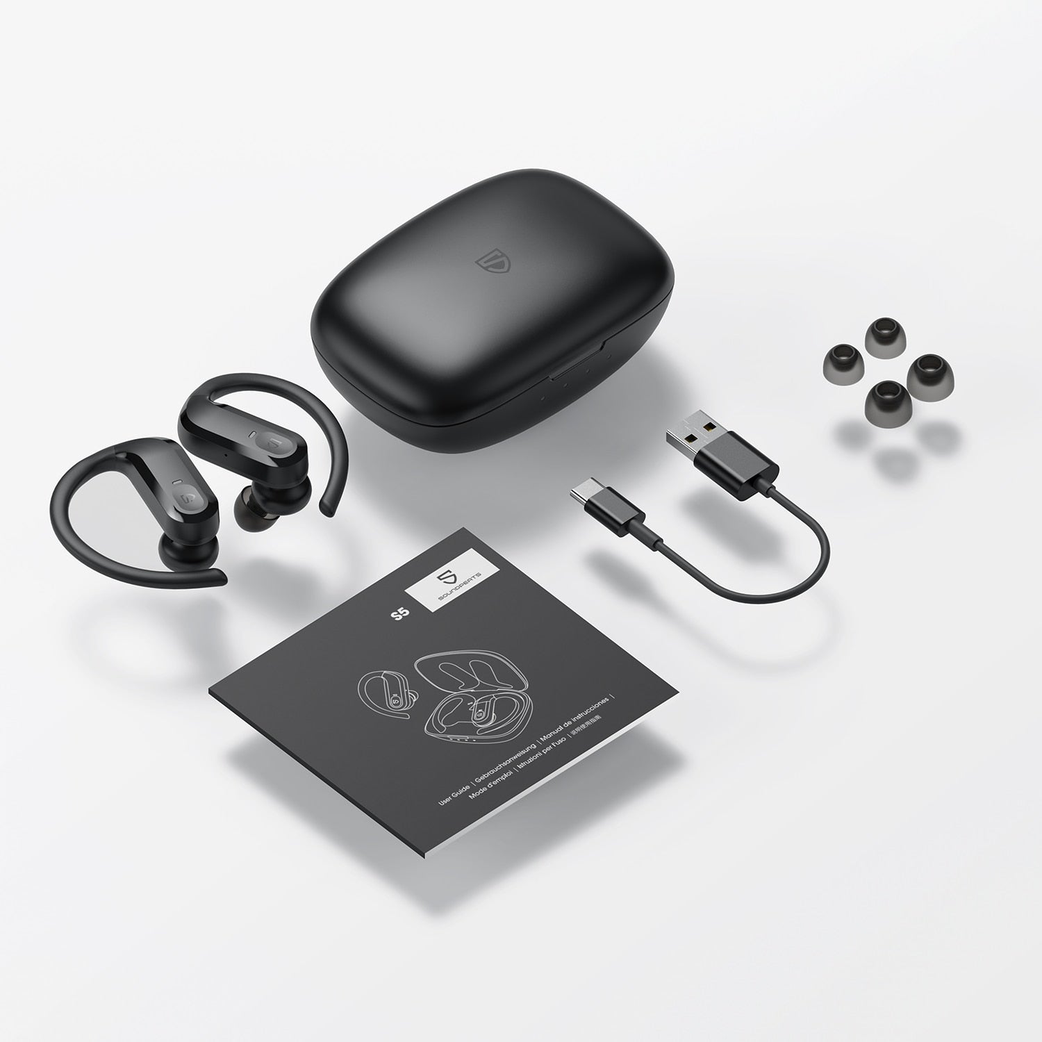 S5 True Wireless Earbuds Over-Ear Hooks Bluetooth Earphones 12mm Touch Control IPX7 Waterproof