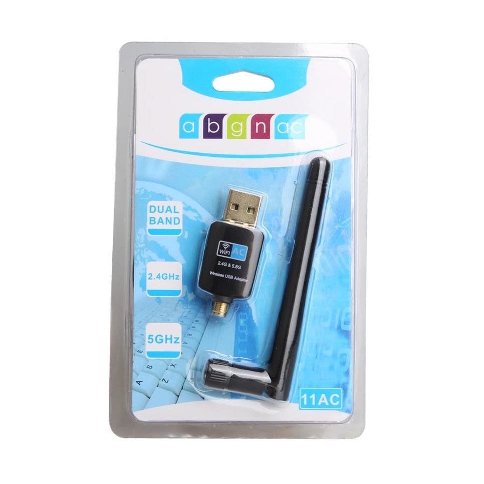 USB Wifi Adapter 2.4GHz+5.8GHz Wi-fi Receiver High Speed 600Mbps Wi-fi Antenna Wireless PC Network