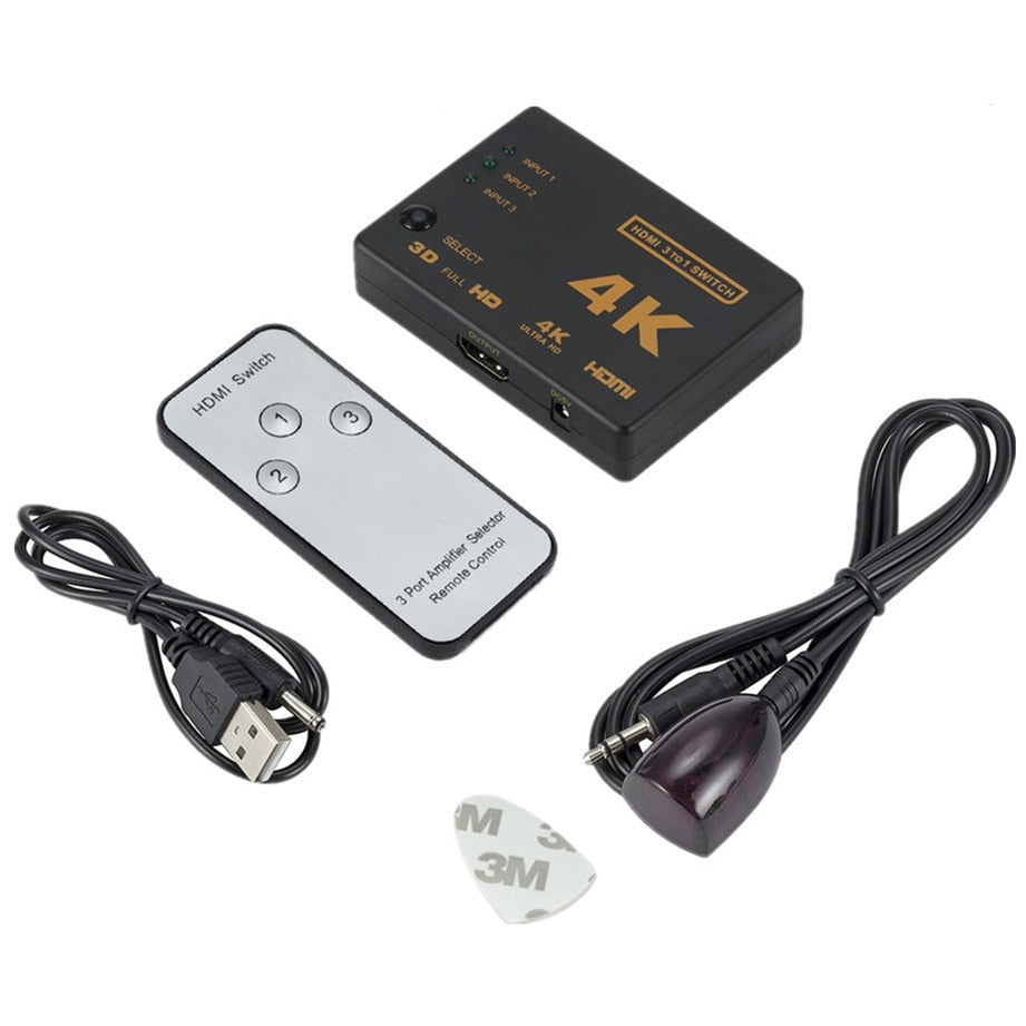 4K* 2K 3D Mini 3 Port HDMI-compatible Switch 1.4b 4K Switcher Splitter 1080P 3 in 1 out Port Hub