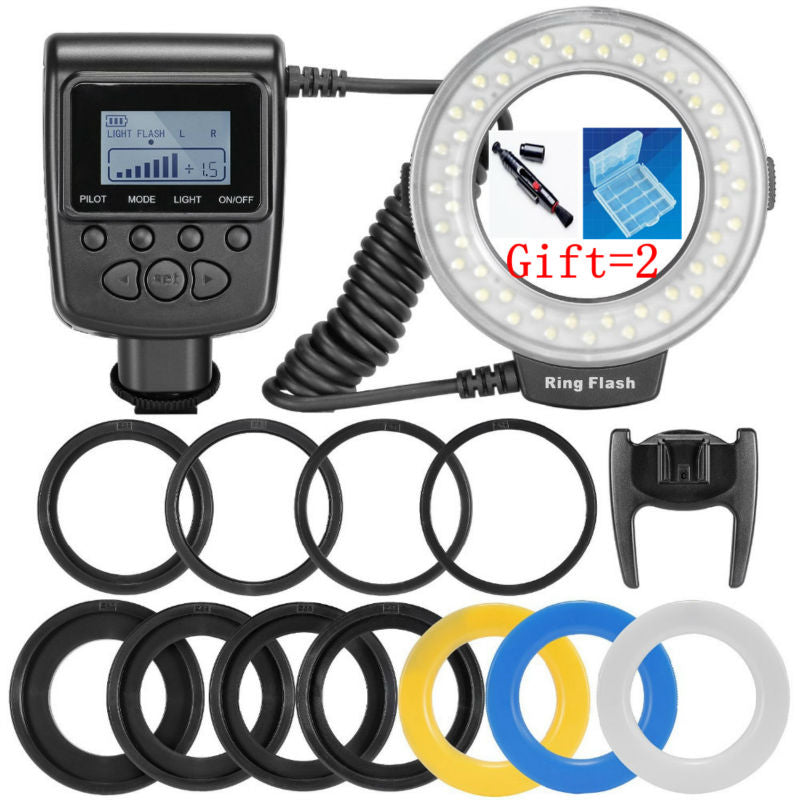 HD-130 48pcs Macro LED Ring Flash Bundle with 8 Adapter Ring for Canon Nikon Pentax Olympus