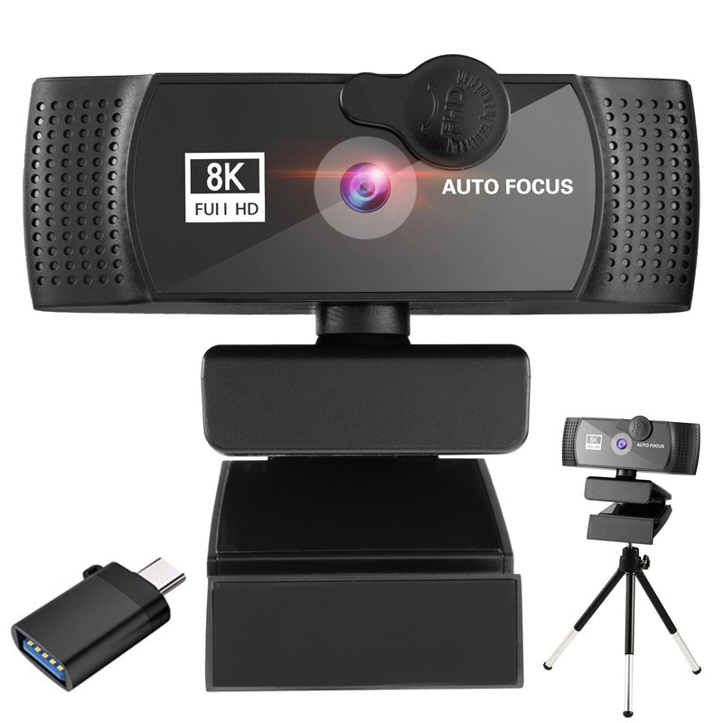 HD 8K 4K Webcam Autofocus Web with Microphone Rotate USB Plug Camera for PC, Mac & Laptop