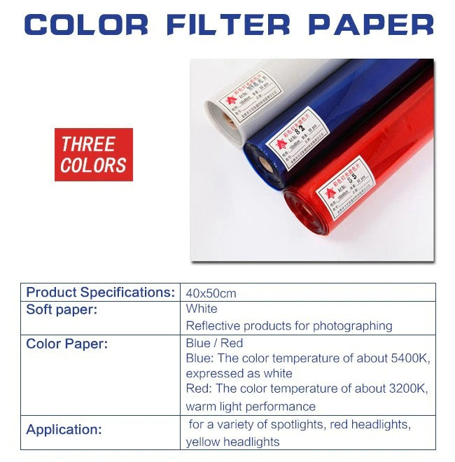 Professional 40x50cm Colour Gel Filter Paper for Studio Flash Redhead Spotlight