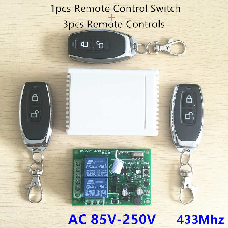 433Mhz Universal Wireless Remote Control Switch AC 250V 110V 220V 2CH Relay Receiver Module and 5pcs