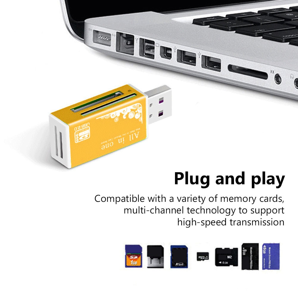 USB 2.0 All in 1 Multi Memory Card Reader Adapter for Micro SD SDHC TF M2 MMC