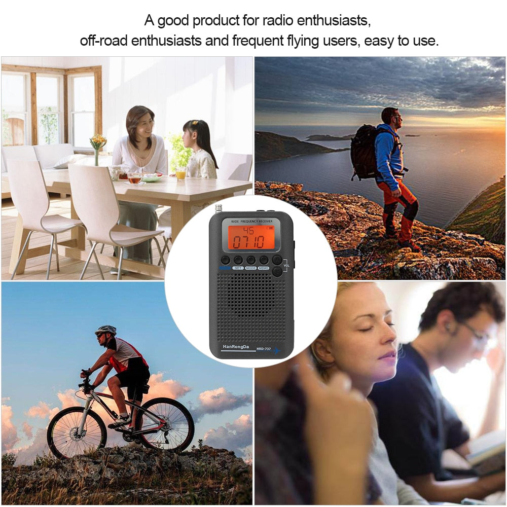 HanRongDa HRD-737 Portable Radio Aircraft Full Band Radio FM/AM/SW/CB/Air/VHF Receiver World Band