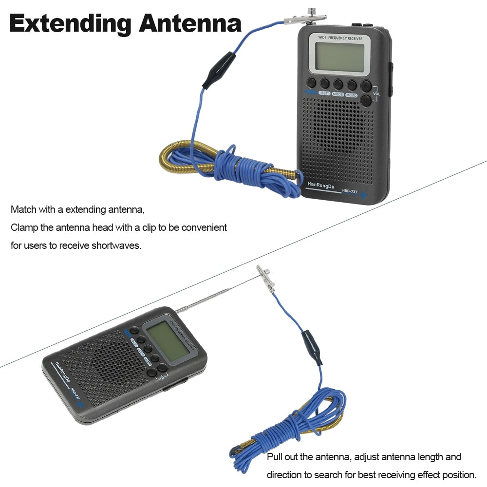 HanRongDa HRD-737 Portable Radio Aircraft Full Band Radio FM/AM/SW/CB/Air/VHF Receiver World Band