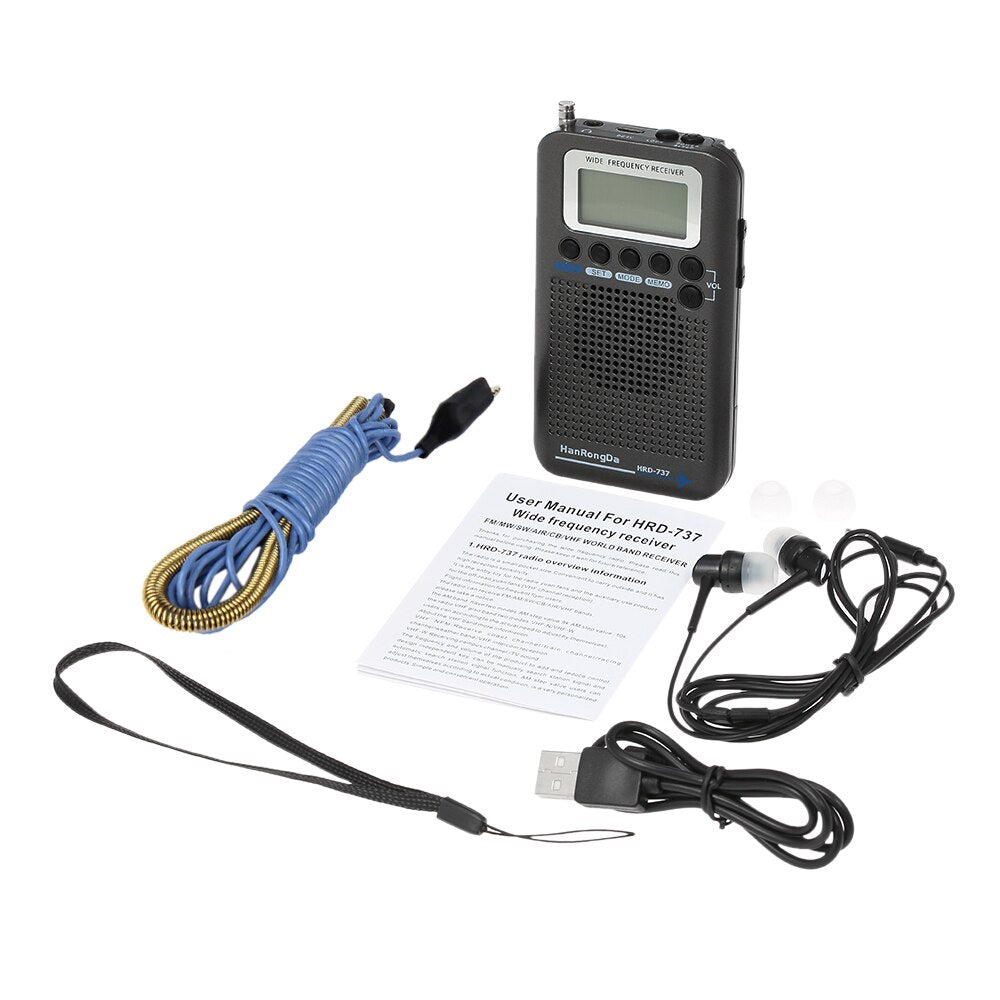 HanRongDa HRD-737 Portable Radio Aircraft Full Band Radio FM/AM/SW/CB/Air/VHF Receiver World Band