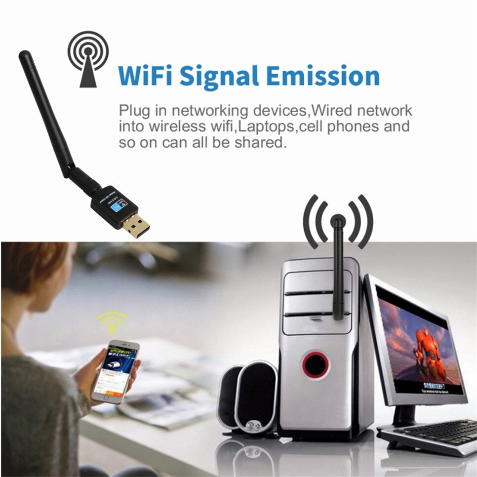 USB Wifi Adapter 2.4GHz+5.8GHz Wi-fi Receiver High Speed 600Mbps Wi-fi Antenna Wireless PC Network