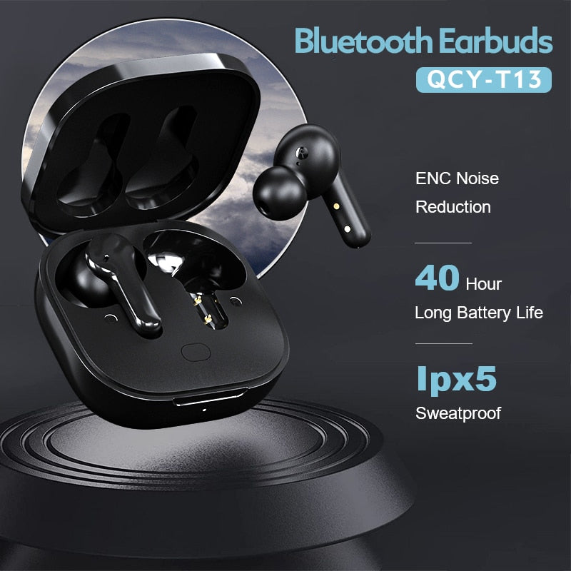 QCY T13 Bluetooth Headphone V5.1 Wireless TWS Earphone Touch Control Earbuds 4 Microphones