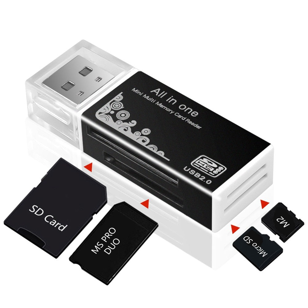 USB 2.0 All in 1 Multi Memory Card Reader Adapter for Micro SD SDHC TF M2 MMC