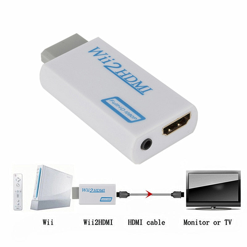 WII to HDMI Converter Full HD 1080P WII to HDMI Wii 2 HDMI Converter 3.5mm Audio for PC HDTV