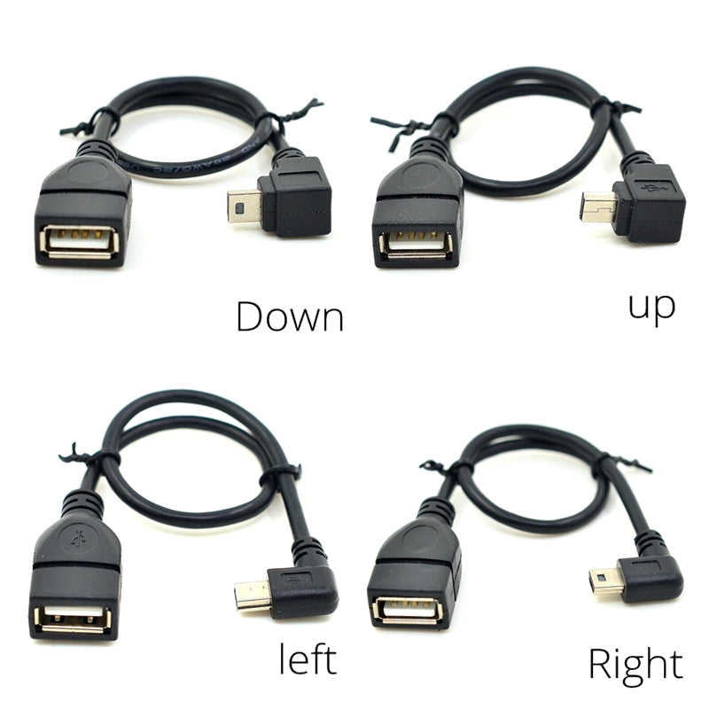 High Quality USB A Female to Mini 5P USB B Male Conversion Adapter OTG Cable Upwards Black