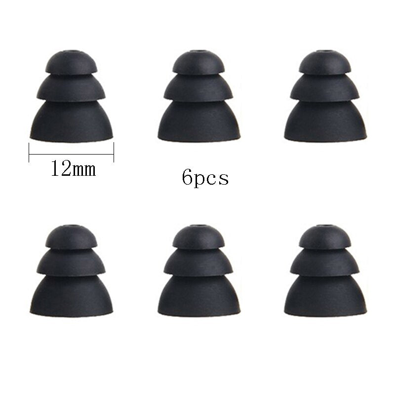 Ivinxy 6pcs Three Layer Silicone In-Ear Earphone Covers Cap Replacement Earbud Bud Tips