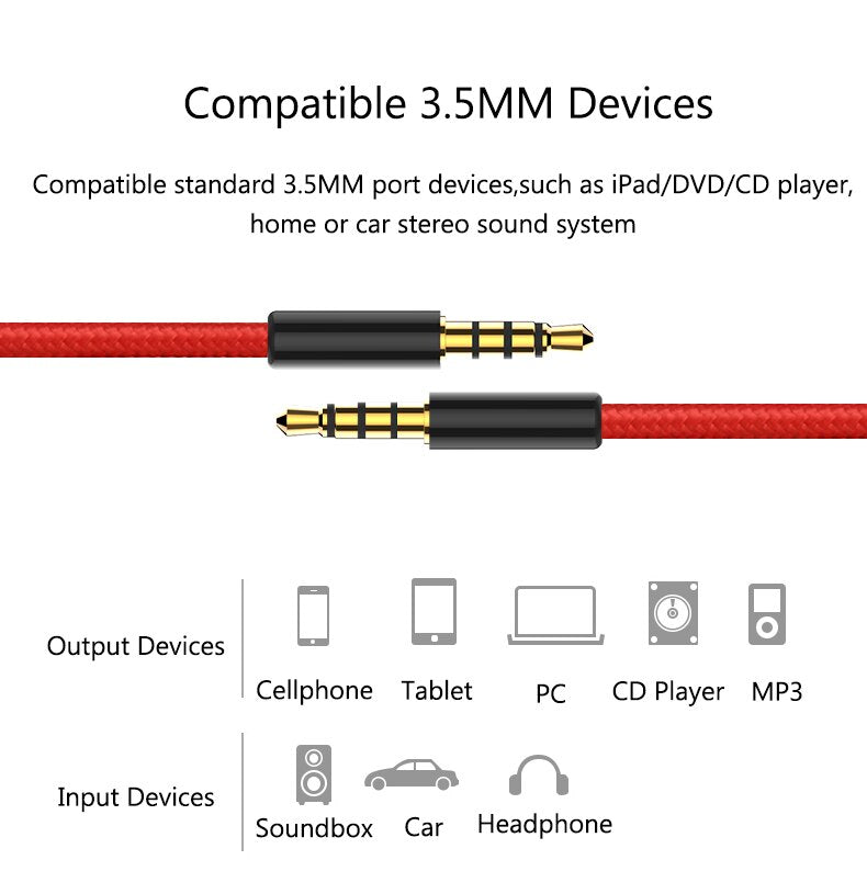 Jack 3.5 Audio Cable 3.5mm Speaker Line Aux Cable Car Headphone Audio Jack