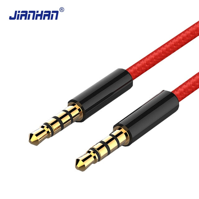 Jack 3.5mm AUX Cable Audio Cable 3.5 mm Jacks Speaker Cable 4 Poles Nylon Braided Headphones