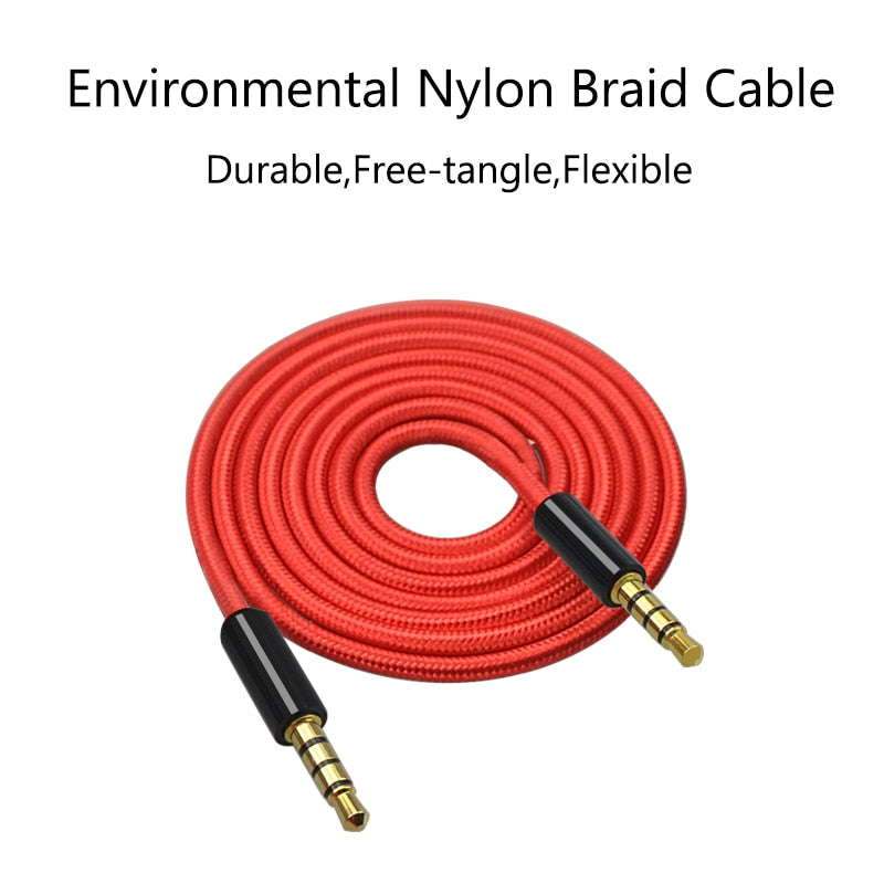 Jack 3.5mm AUX Cable Audio Cable 3.5 mm Jacks Speaker Cable 4 Poles Nylon Braided Headphones