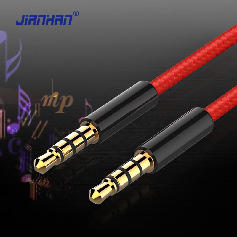 Jack 3.5mm AUX Cable Audio Cable 3.5 mm Jacks Speaker Cable 4 Poles Nylon Braided Headphones