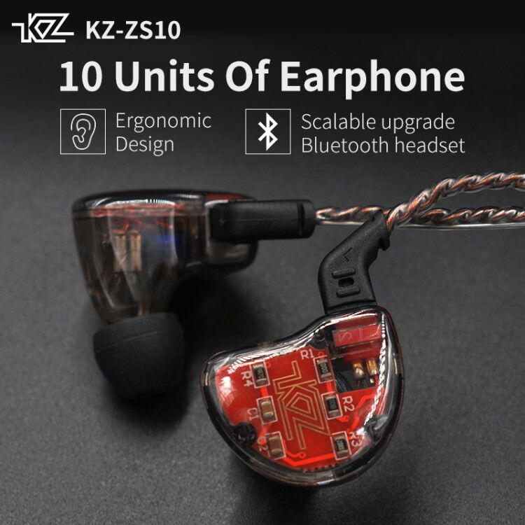 KZ ZS10 Headphones 10 Driver In Earphone 4BA+1DD Dynamic Armature Earbuds HiFi Bass Headset Noise