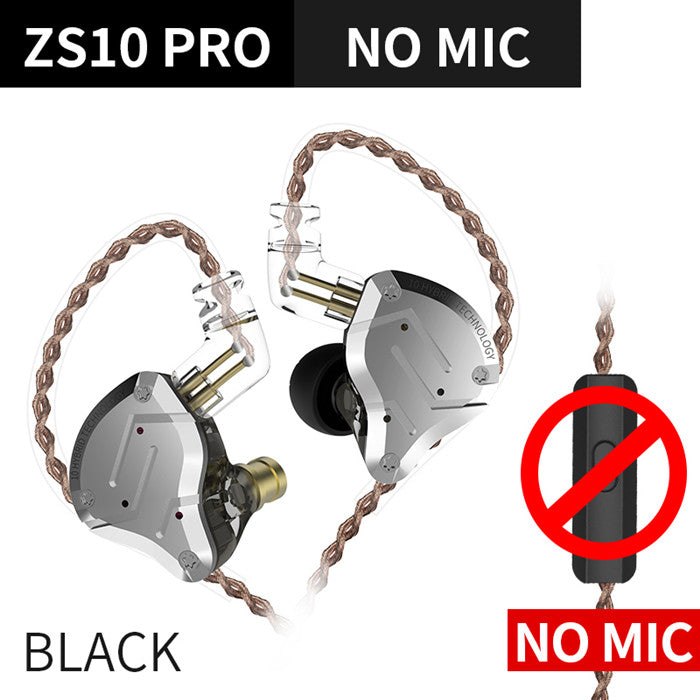 ZS10 Pro Gold Earphones 4BA+1DD Hybrid 10 drivers HIFI Bass Earbuds In Ear Monitor Noise Cancelling