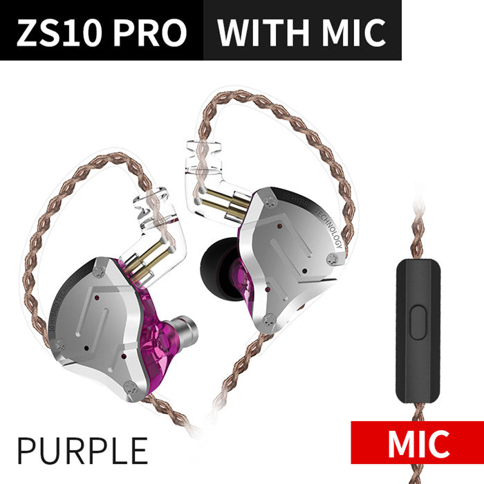 ZS10 Pro Gold Earphones 4BA+1DD Hybrid 10 drivers HIFI Bass Earbuds In Ear Monitor Noise Cancelling