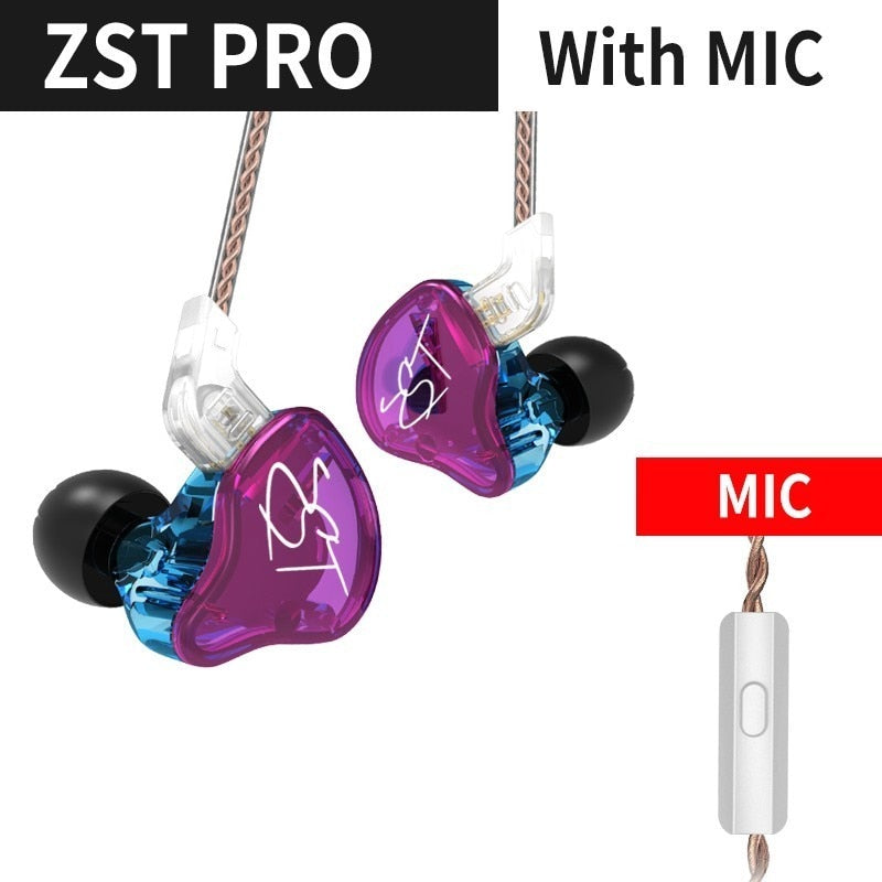 KZ ZST Pro Armature Dual Driver Earphone Detachable Cable In Ear Audio Monitors Noise Isolating HiFi