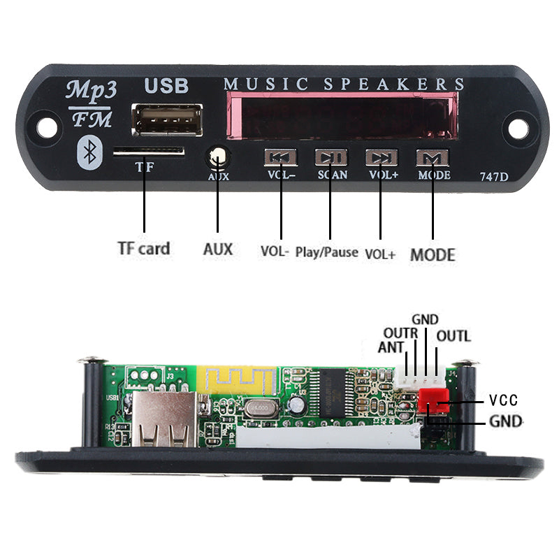 Kebidu DC 5V 12V Wireless Bluetooth MP3 WMA Decoder Board Audio Module USB TF Radio Car Music MP3