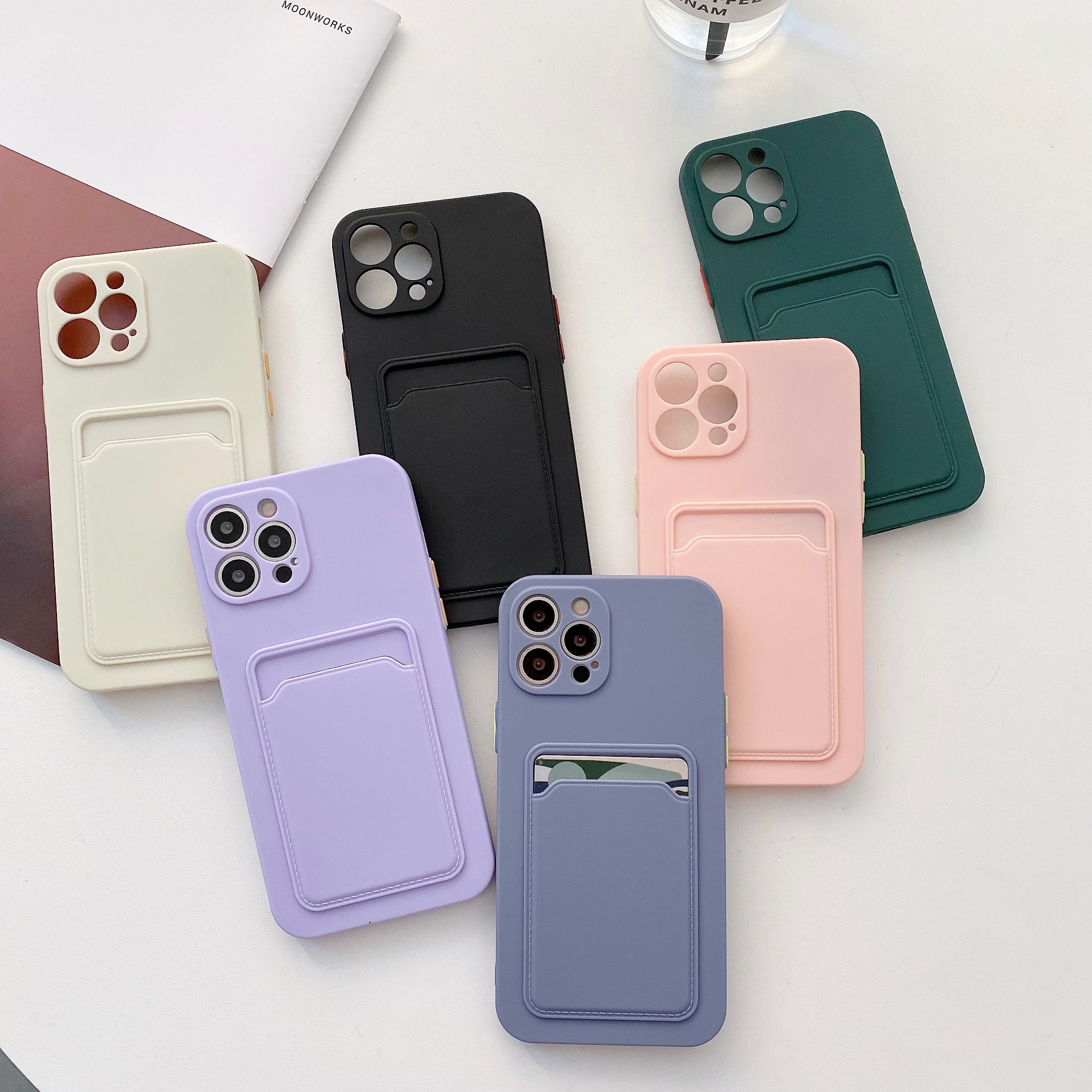 Phone Case for iPhone 11 12 13 Pro Max Soft Silicone Wallet Card Holder cover