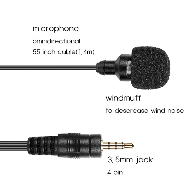 Lavalier microphone3.5mm professional condenser double collar mini microphone for lecture teaching