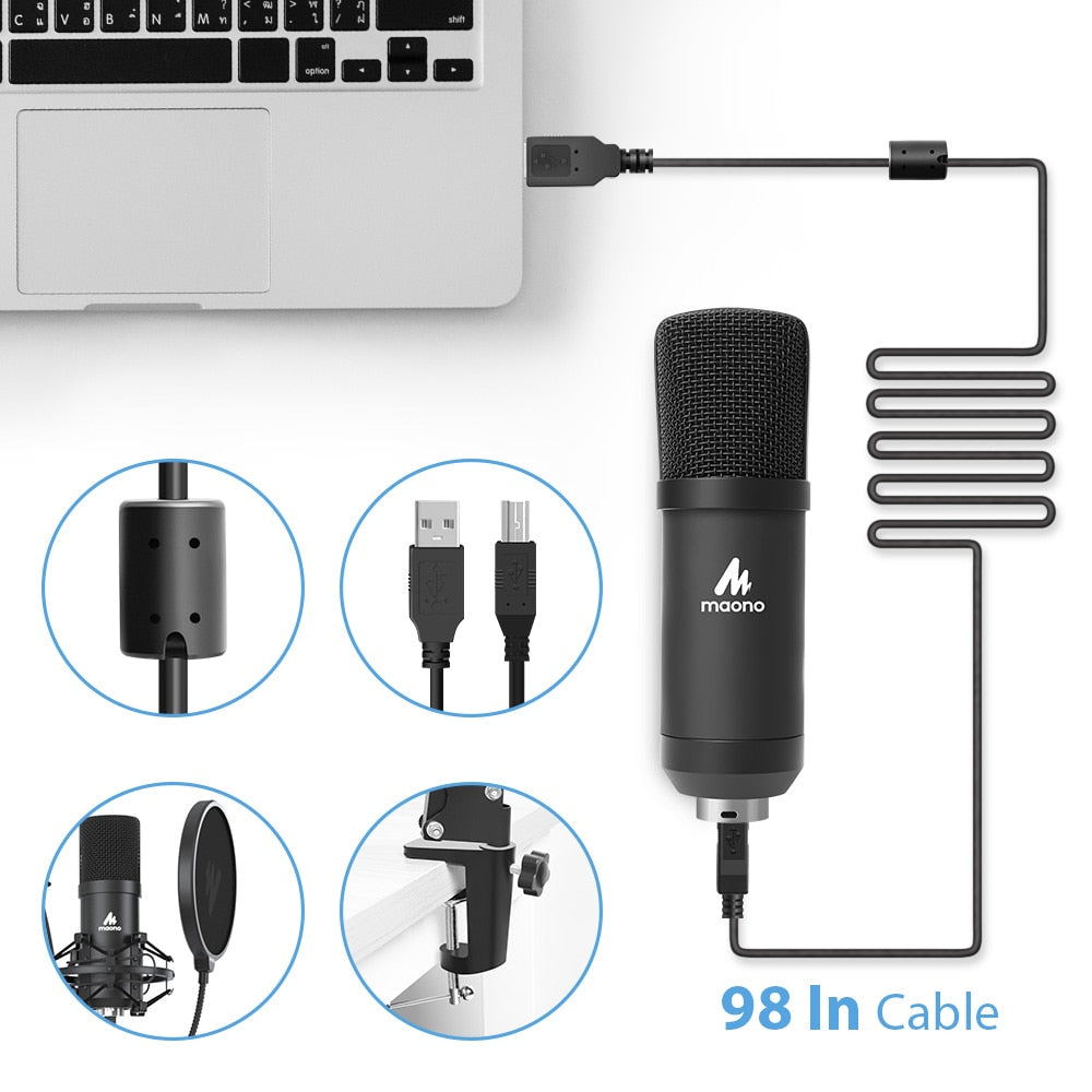 A04 Plus USB Condenser Microphone 192kHz/24bit Professional Podcast PC Mic