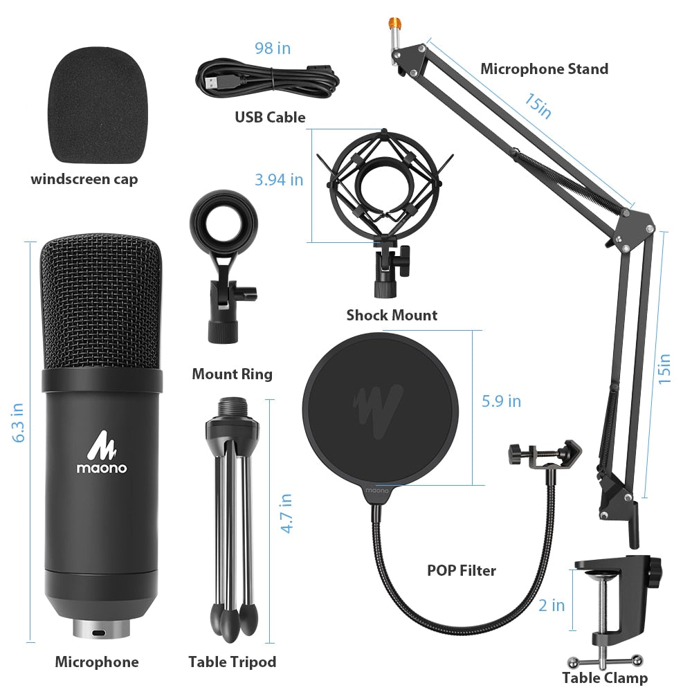 A04 Plus USB Condenser Microphone 192kHz/24bit Professional Podcast PC Mic