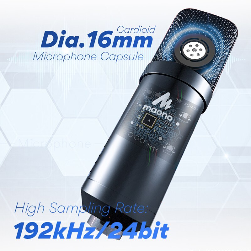 A04H USB Microphone with Studio Headphone Set 192kHz/24bit Vocal Condenser Cardioid Podcast Mic