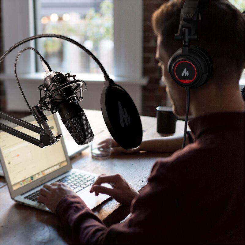 A04H USB Microphone with Studio Headphone Set 192kHz/24bit Vocal Condenser Cardioid Podcast Mic