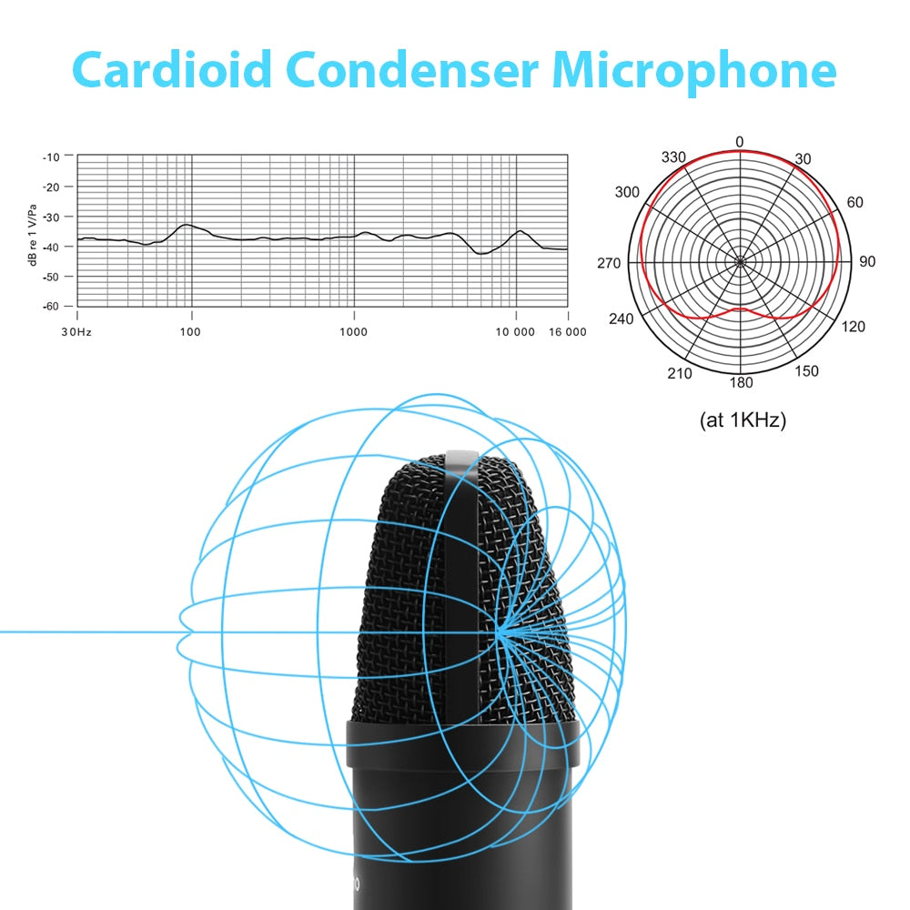 AU-A03 Professional Studio Microphone Kit Condenser Cardioid Microfono Podcast Mic