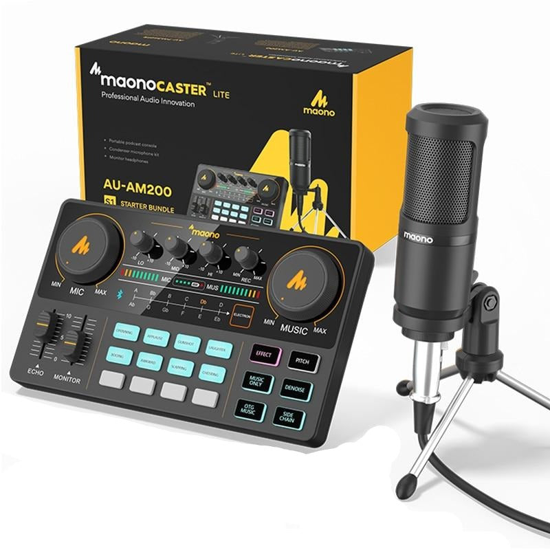 CASTER LITE AM200-S1 All-in-on Microphone Mixer Kit Sound Card Audio Interface With Condenser Mic