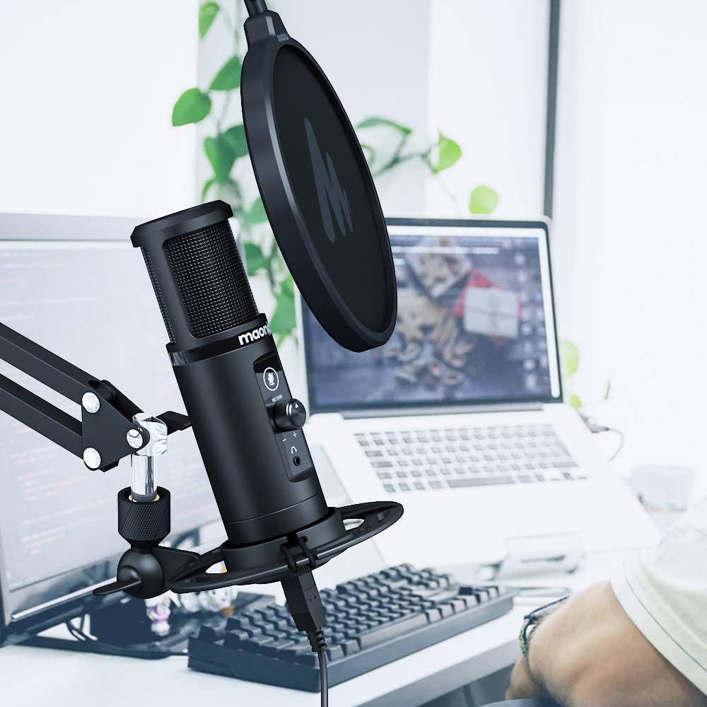 PM422 USB Microphone Zero Latency Monitoring 192KHZ/24BIT Professional Cardioid Condenser Mic