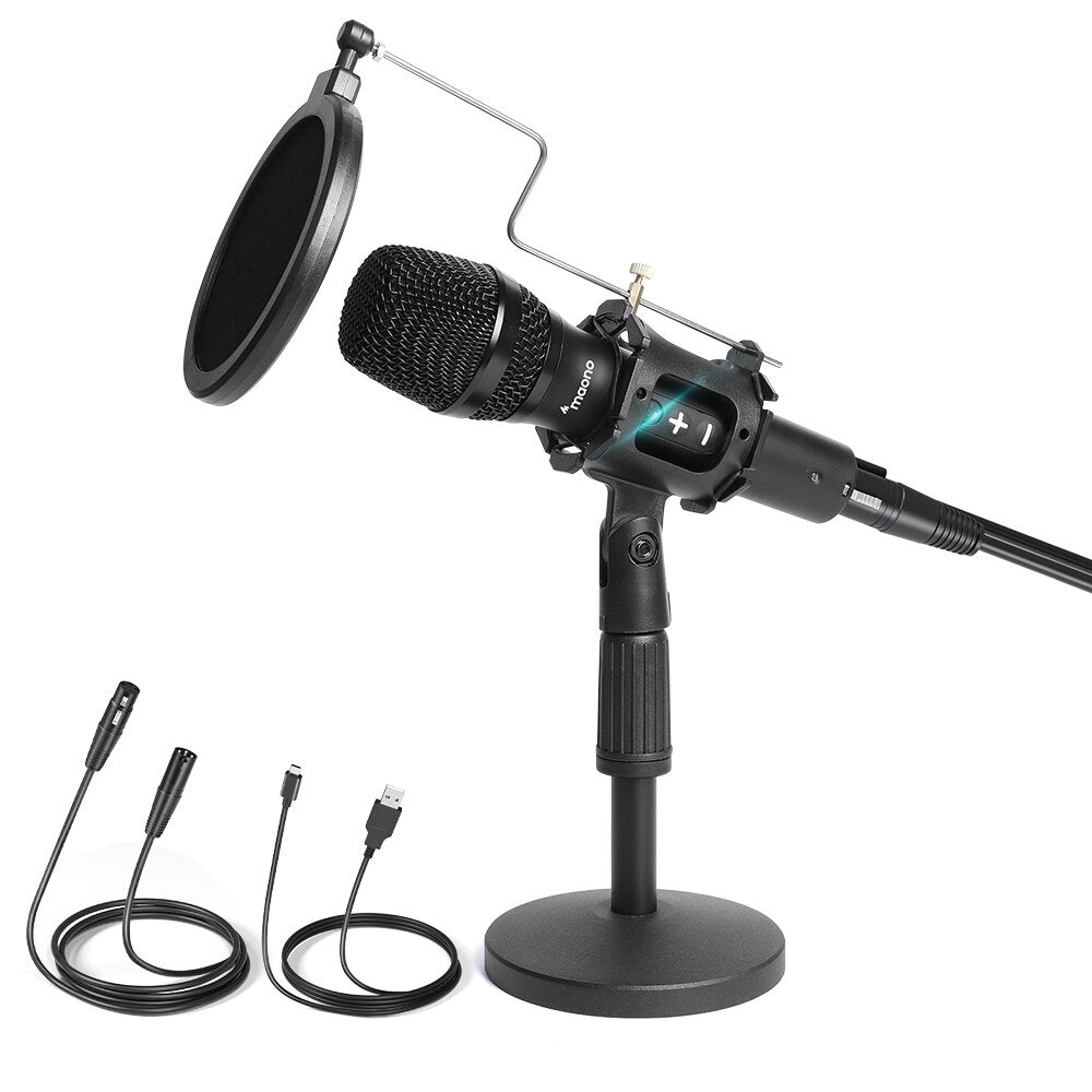 Professional USB/XLR Microphone Dual Mode Dynamic Studio Computer Mic for Singing HD300