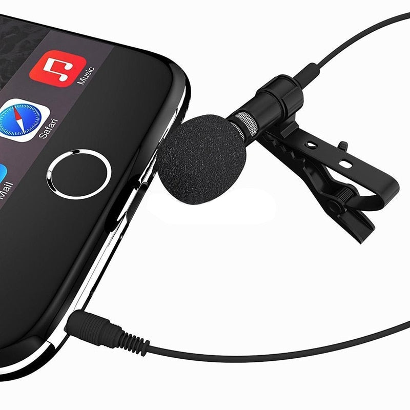 MAYITR Microphone Lavalier Lapel Clip-on Omnidirectional Condenser Wired Mic for Smart Phone