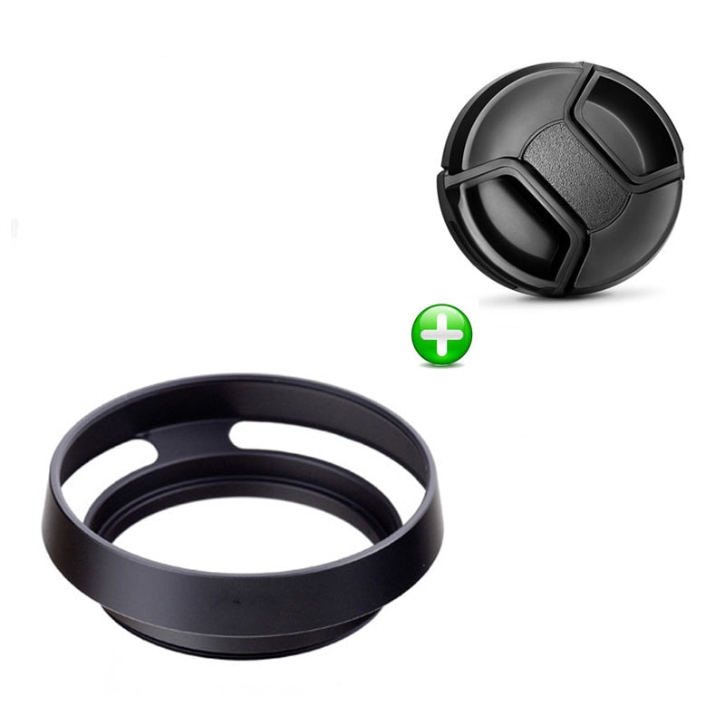 Metal Vented Lens Hood 49mm 52mm 58mm 55mm 62mm 67mm 72mm 77mm 82mm Screw-in Lente Protect + Cap For