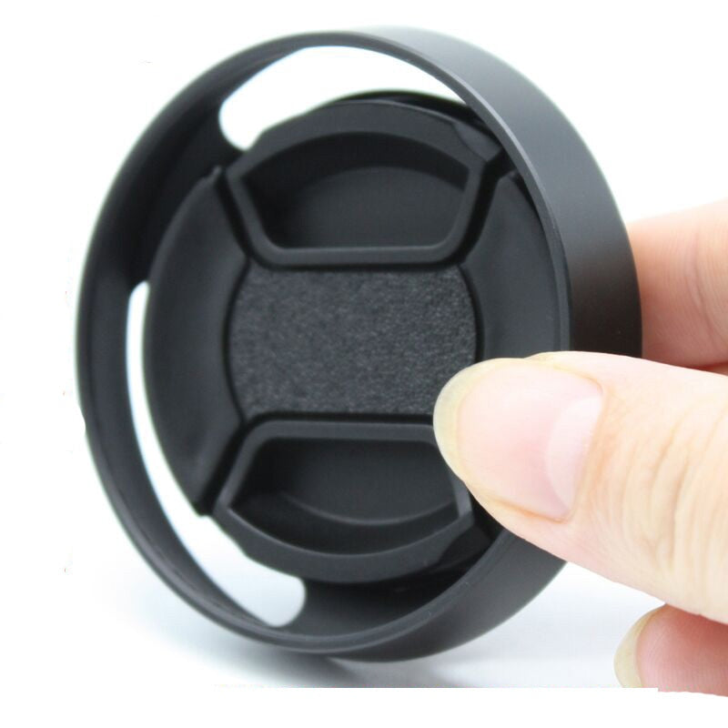 Metal Vented Lens Hood 49mm 52mm 58mm 55mm 62mm 67mm 72mm 77mm 82mm Screw-in Lente Protect + Cap For